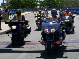 Bikes through finish line